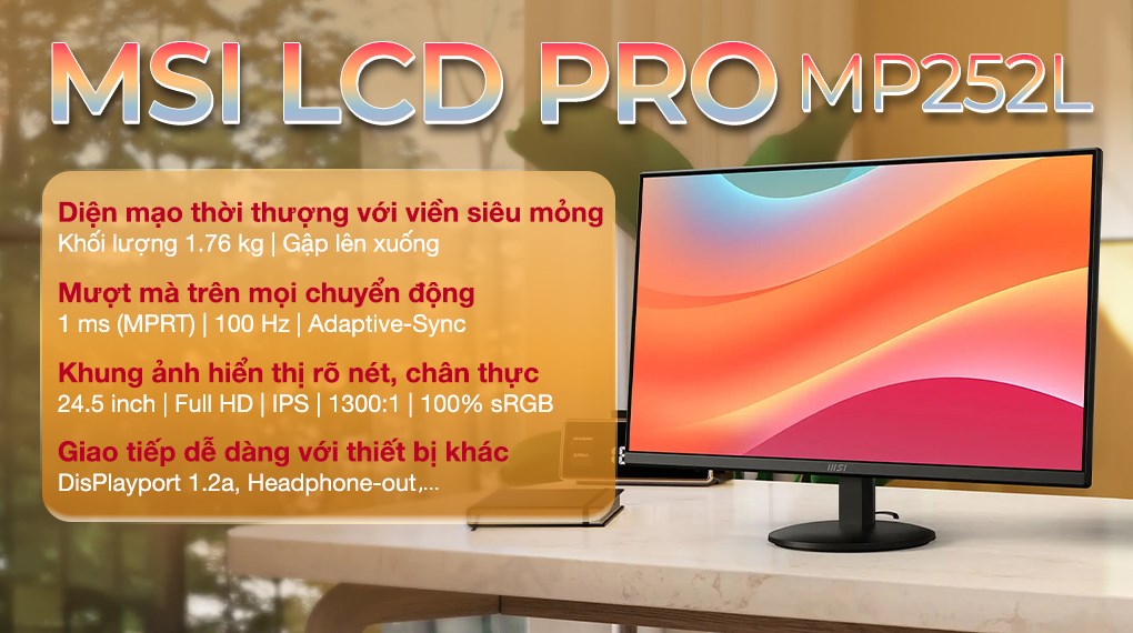 Màn hình MSI PRO MP252L 24.5 inch FHD/IPS/100Hz/1ms