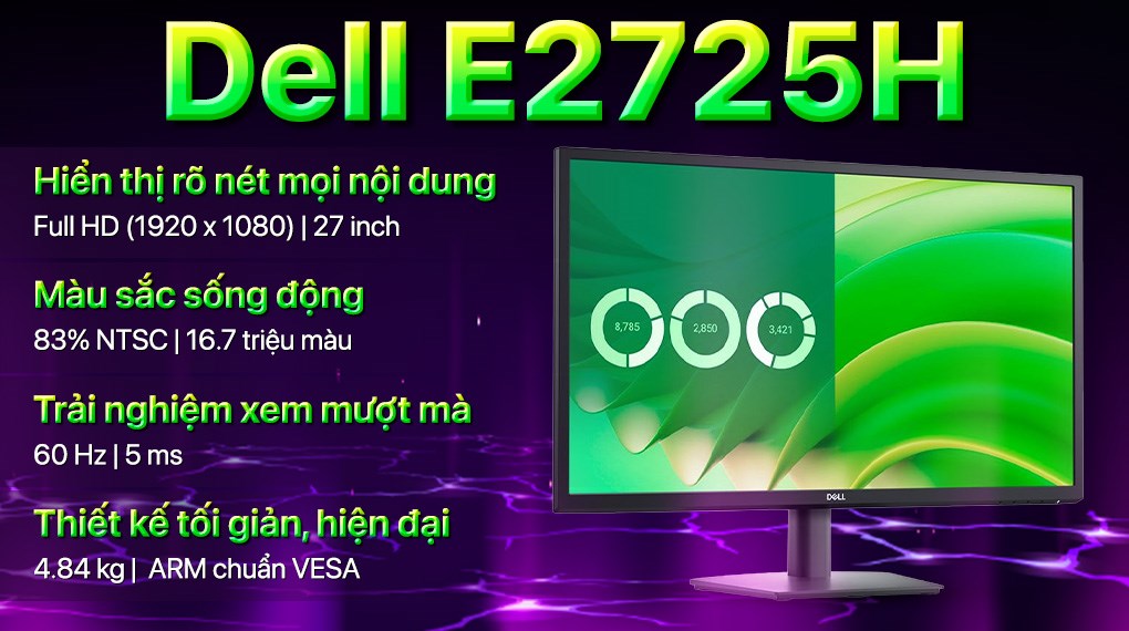 Màn hình Dell E2725H 27 inch FHD/VA/60Hz/5ms