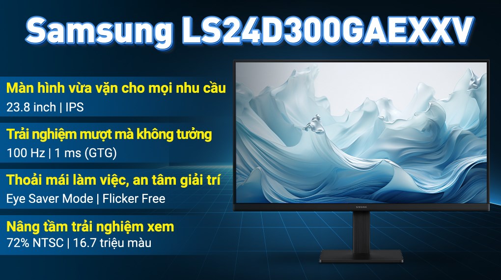 Màn hình Samsung S3 S30GD LS24D300GAEXXV 23.8 inch FHD/IPS/100Hz/1ms