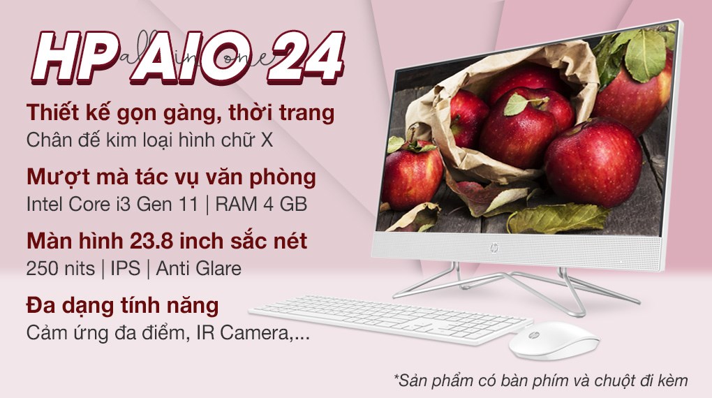 HP AIO 24 df1032d i3 1125G4/4GB/512GB/23.8 inch FullHD/Touch/Bàn phím/Chuột/Win10 (4B6E5PA)