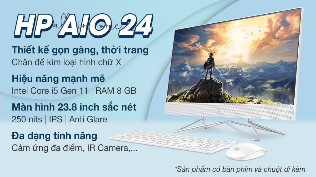 HP AIO 24 df1028d i5 1135G7/8GB/512GB/23.8" FullHD/Touch/Bàn phím/Chuột/Win10 (4B6E1PA)