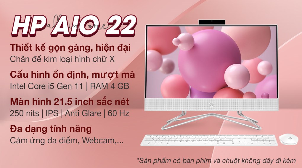 HP AIO 22 df1019d i5 1135G7/4GB/512GB/21.5" FullHD/Touch/Bàn phím/Chuột/Win10 (4B6D7PA)
