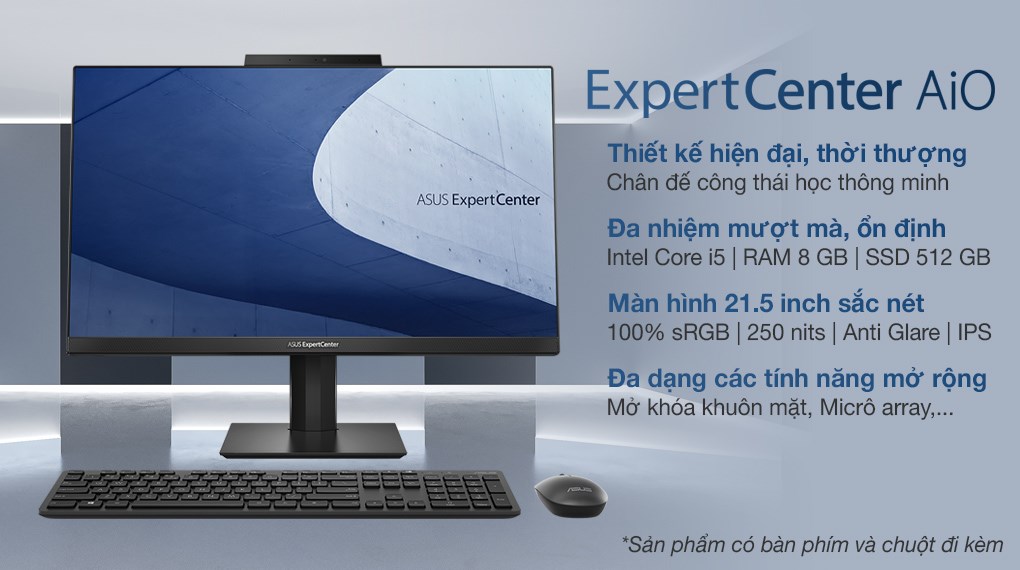 Asus ExpertCenter AIO E5202WHAK i5 11500B/8GB/512GB/21.5"FullHD/Bàn phím/Chuột//Win10 (BA045T)