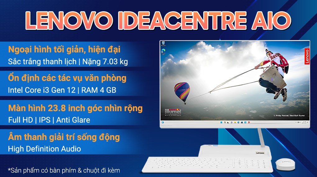 Lenovo IdeaCentre AIO 3 24IAP7 i3 1215U/4GB/256GB/23.8"F/Bàn phím/Chuột/Win11 (F0GH00FUVN)