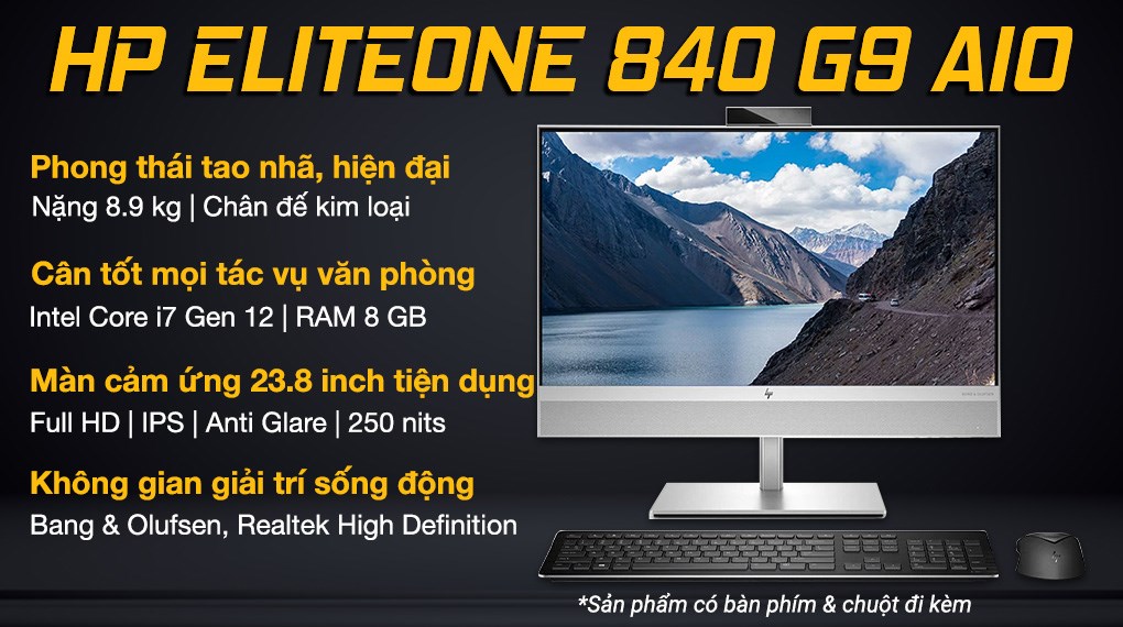 HP EliteOne 840 G9 AIO i7 12700/8GB/512GB/23.8"F/Touch/Bàn phím/Chuột/Win11 Pro (76N57PA)