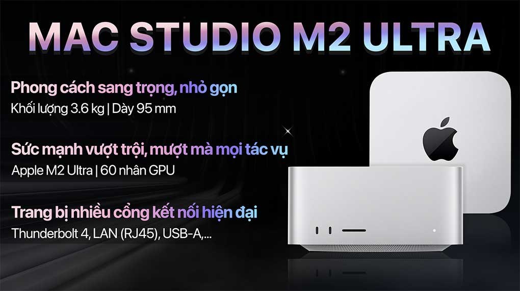 Mac Studio M2 Ultra 24-core CPU/64GB/1TB/60-core GPU (MQH63SA/A)