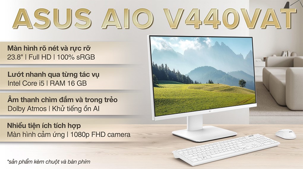 ASUS AIO V440VAT i5 13420H/16GB/512GB/23.8"Full HD/Bàn phím/Chuột/Win11 (WPD010W)