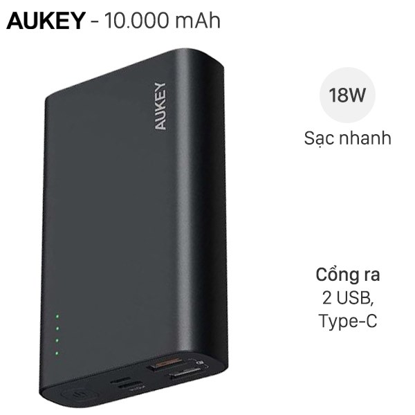 Pin sạc dự phòng Polymer 10.000 mAh Type C PD QC3.0 AUKEY PB-XD12