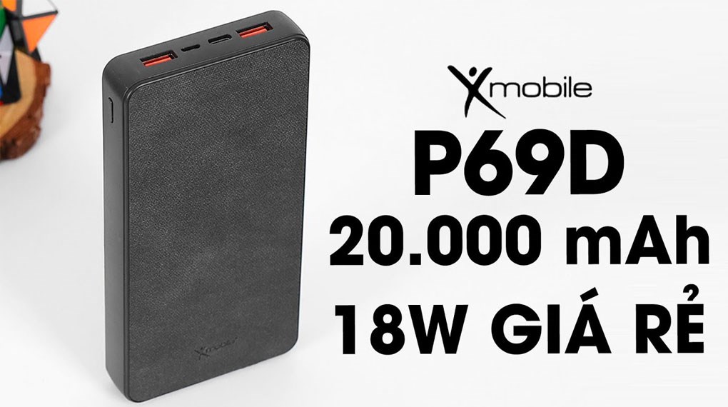 Pin sạc dự phòng Polymer 20.000 mAh Type C PD QC3.0 18W Xmobile PowerBox P69D