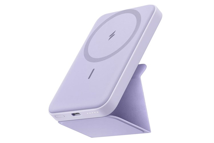 Pin sạc dự phòng Polymer 5000mAh không dây Magnetic Type C 12W Anker MagGo A1611 Màu Tím