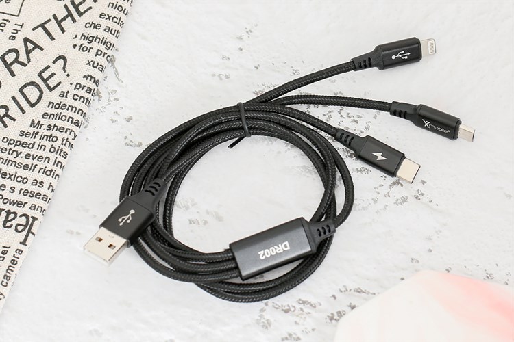 Cáp 3 đầu Lightning Type C Micro 1m Xmobile DR002 Màu Đen