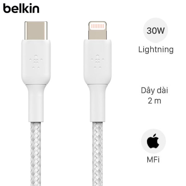 Cáp Type C - Lightning MFI 2m Belkin CAA004