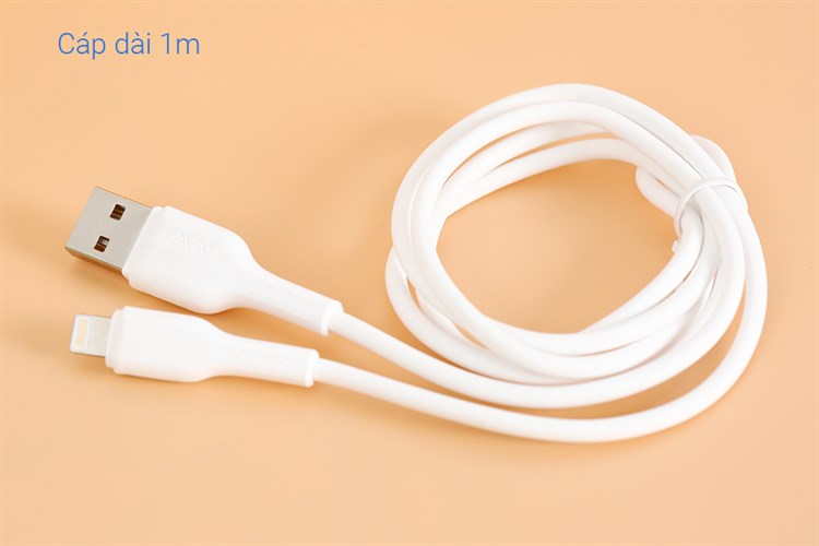 Cáp Lightning 1m AVA+ Kalf Màu Trắng