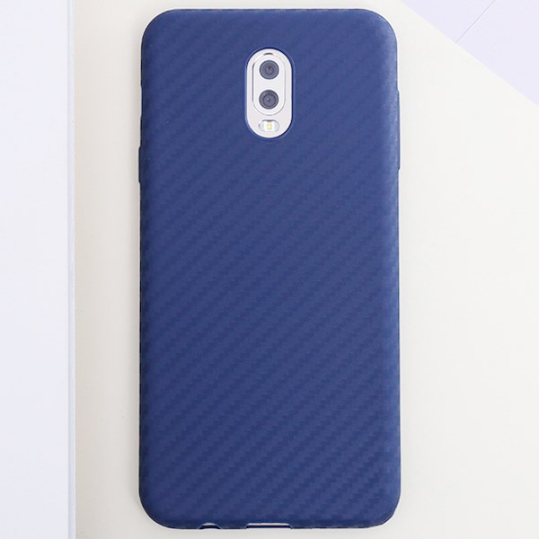 Ốp lưng Galaxy J7 Plus Nhựa dẻo Carbon Fibre COSANO Xanh đen