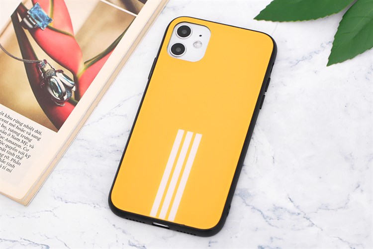 Ốp lưng iPhone 11 Nhựa cứng viền dẻo Glass Print JM Màu Cam