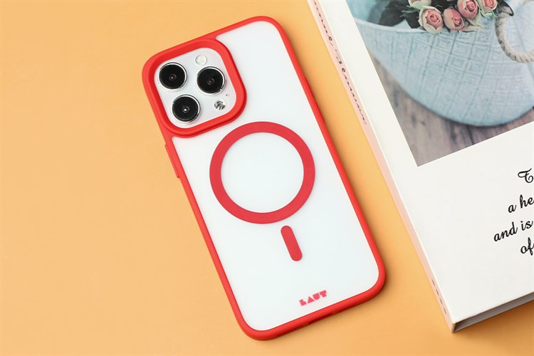 Ốp lưng Magsafe iPhone 14 Pro Max Nhựa cứng viền dẻo LAUT Huex Màu Đỏ