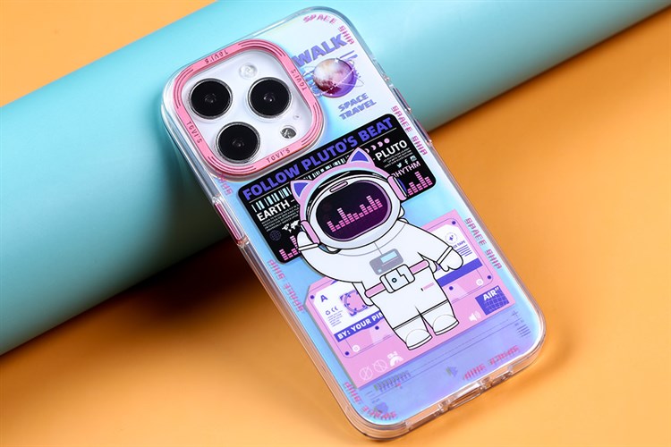 Ốp lưng iPhone 14 Pro Max Nhựa cứng viền dẻo TGVIS Phi hành gia Chính hãng Màu Hồng