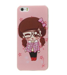 Ốp lưng iPhone 5 - 5S Nhựa in Gái Hồng
