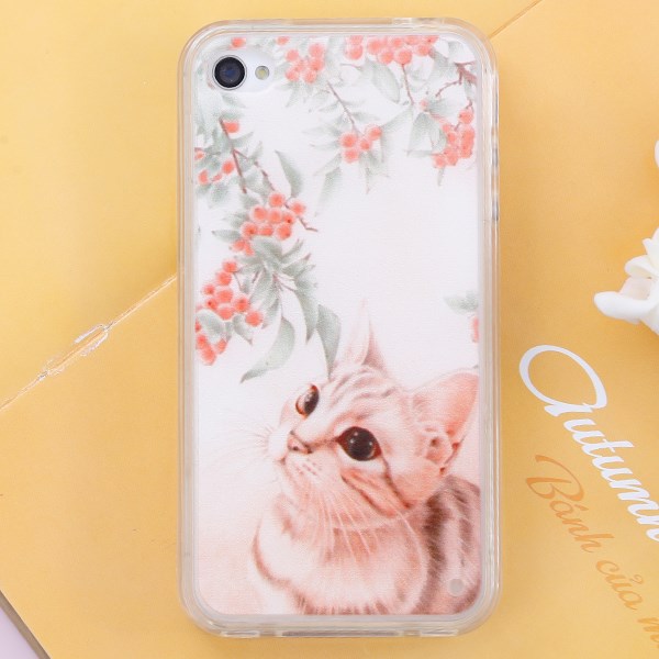 Ốp lưng iPhone 4 - 4S Nhựa in Mèo Kem