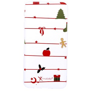 Ốp lưng Galaxy J7 Prime Nhựa dẻo Ice Print Xmobile JM161173 Dây nơ Noel Trắng