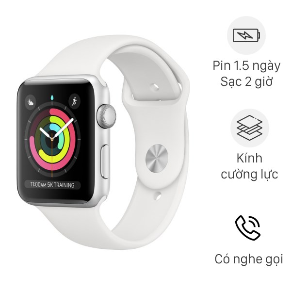 Apple Watch S3 GPS 42mm viền nhôm dây silicone