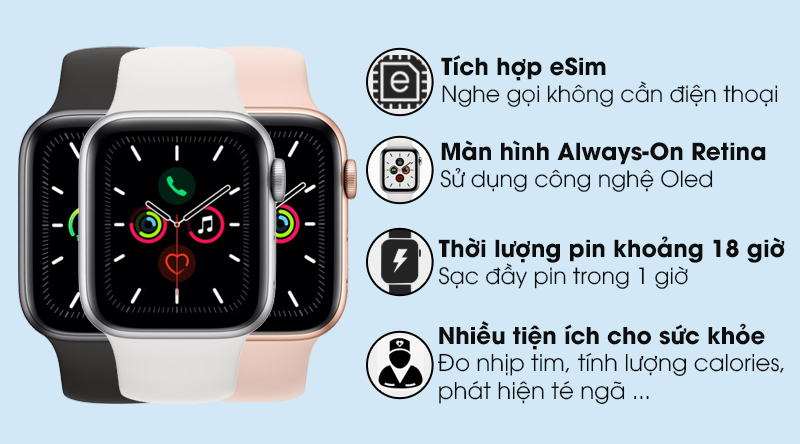 Đồng hồ thông minh Apple Watch S5 LTE 40mm viền nhôm dây cao su hồng