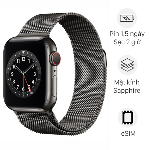 Đồng hồ thông minh Apple Watch S6 LTE 40mm viền thép dây thép