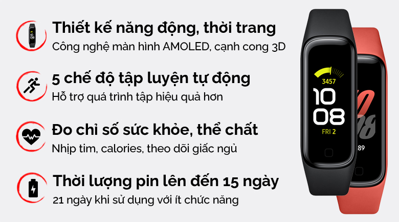 Vòng tay thông minh Samsung Galaxy Fit2 Đen