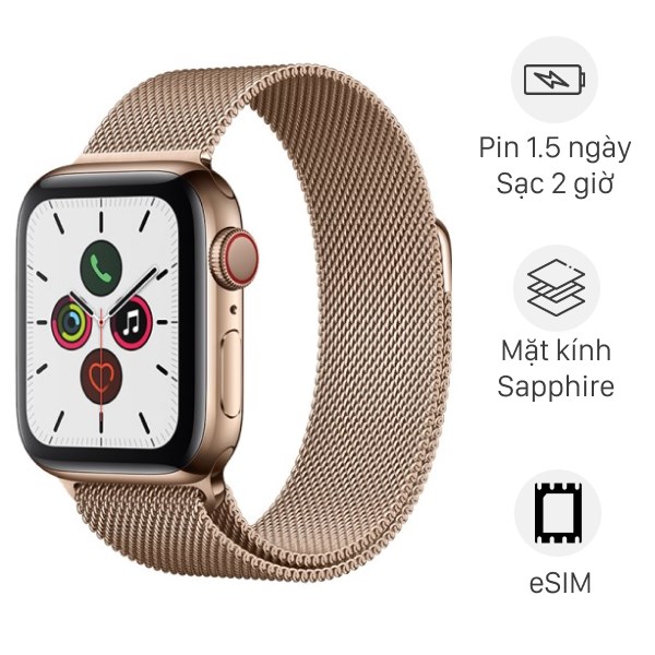 Đồng hồ thông minh Apple Watch S5 LTE 40mm viền thép dây thép