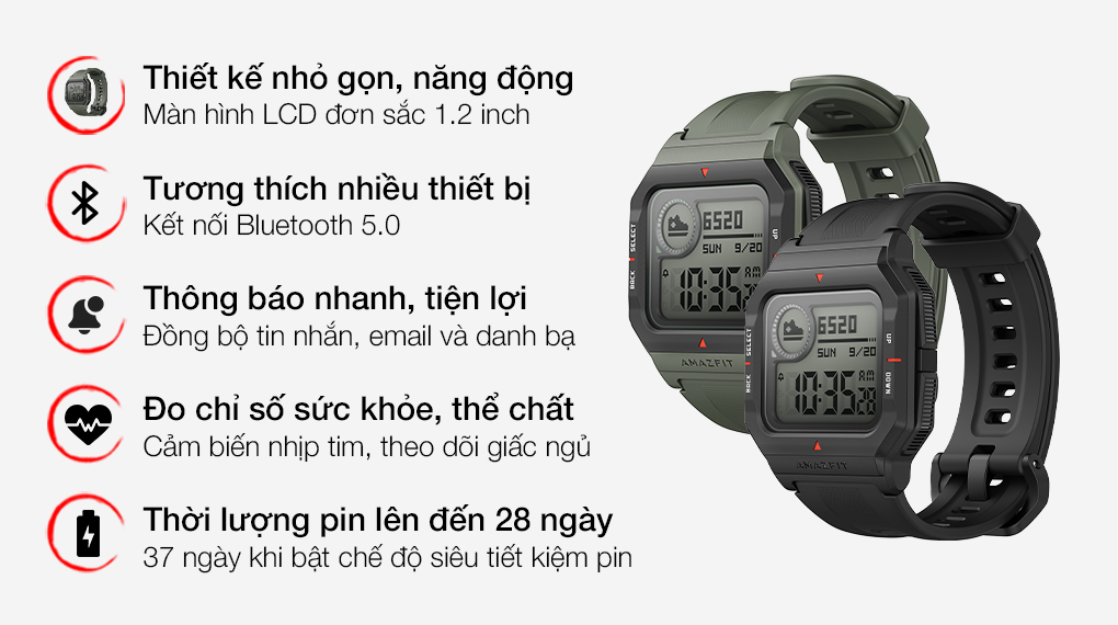 Đồng hồ thông minh Amazfit Neo 40.3mm Đen