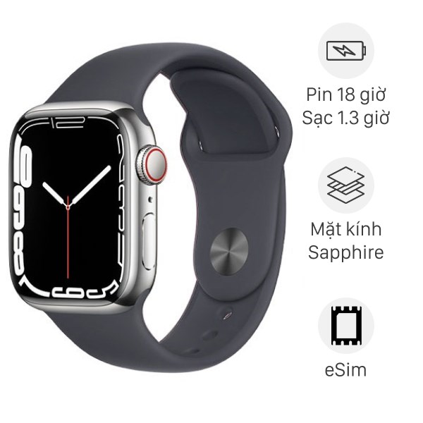 Đồng hồ thông minh Apple Watch Series 7 LTE 41mm viền thép