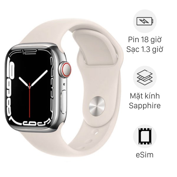 Đồng hồ thông minh Apple Watch Series 7 LTE 41mm viền thép