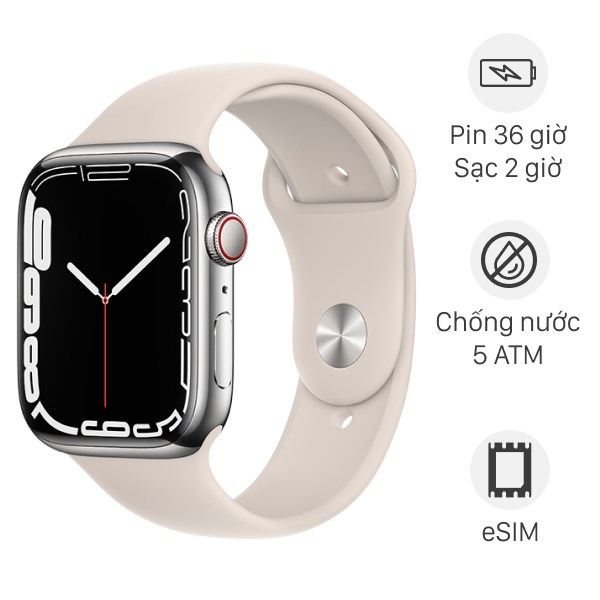 Đồng hồ thông minh Apple Watch Series 7 LTE 45mm viền thép