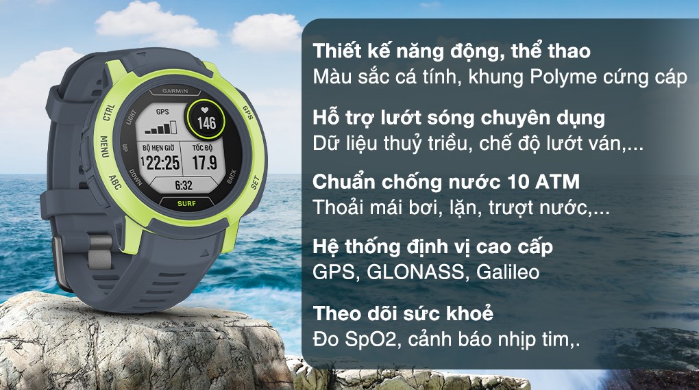 Đồng hồ thông minh Garmin Instinct 2 Surf Edition 45mm Xám