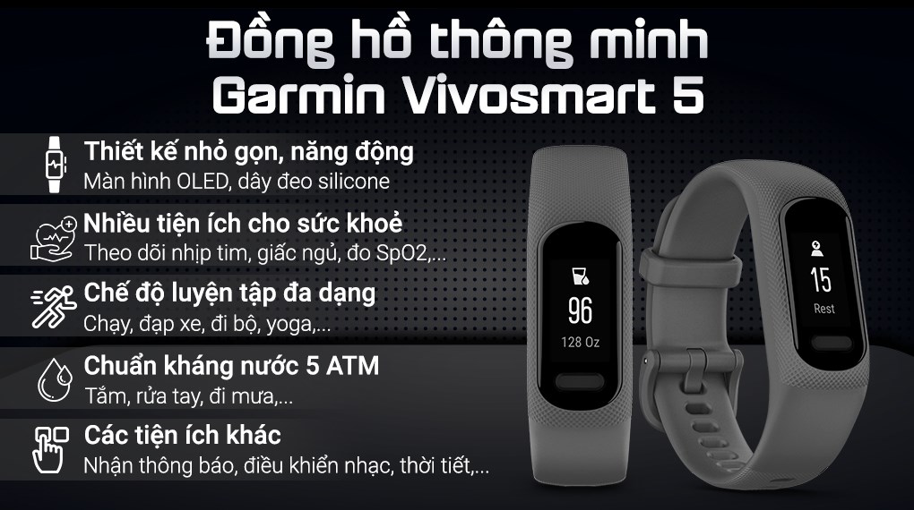 Đồng hồ thông minh Garmin Vivosmart 5 size lớn