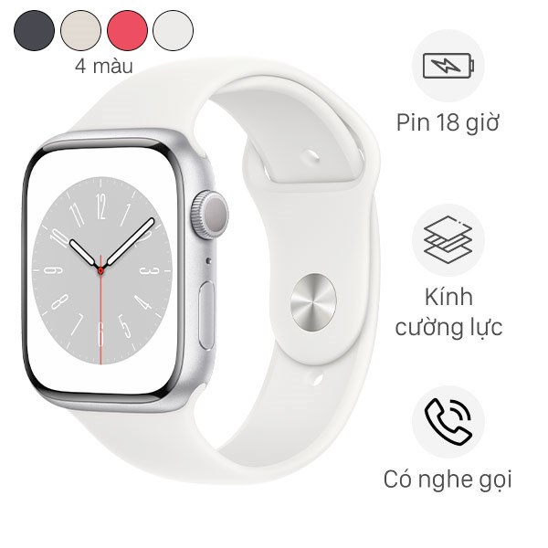 Apple Watch S8 GPS 45mm viền nhôm dây silicone