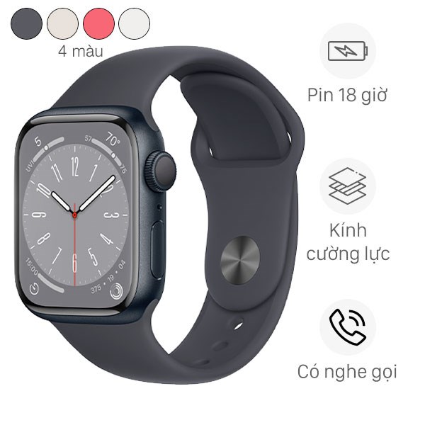 Apple Watch S8 GPS 41mm viền nhôm dây silicone