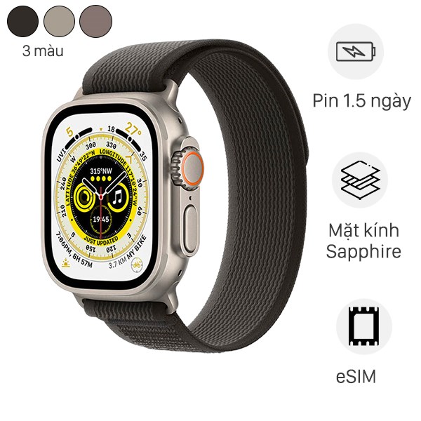 Đồng hồ thông minh Apple Watch Ultra GPS   Cellular 49mm viền Titanium dây Trail size M/L