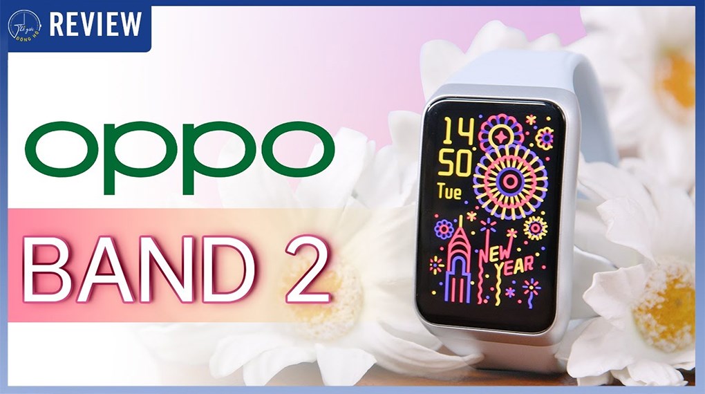 Vòng đeo tay thông minh Oppo Band 2 dây silicone Trắng - Xanh