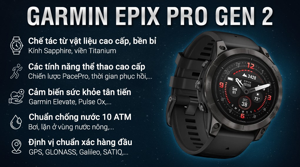 Đồng hồ thông minh Garmin Epix Pro Gen 2 47mm Đen