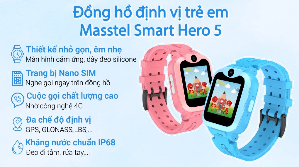 Đồng hồ định vị trẻ em Masstel Smart Hero 5