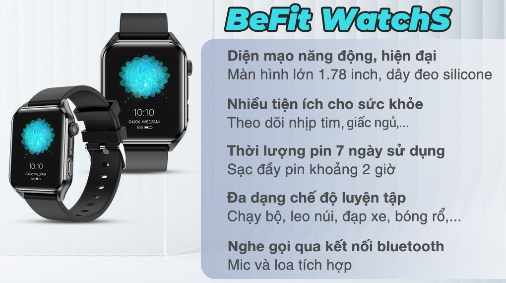 Đồng hồ thông minh BeFit WatchS 45mm dây silicone