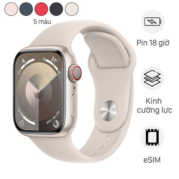 Đồng hồ thông minh Apple Watch Series 9 GPS   Cellular 41mm viền nhôm dây thể thao