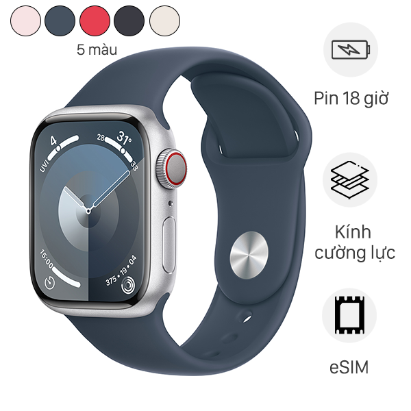 Đồng hồ thông minh Apple Watch Series 9 GPS   Cellular 41mm viền nhôm dây thể thao