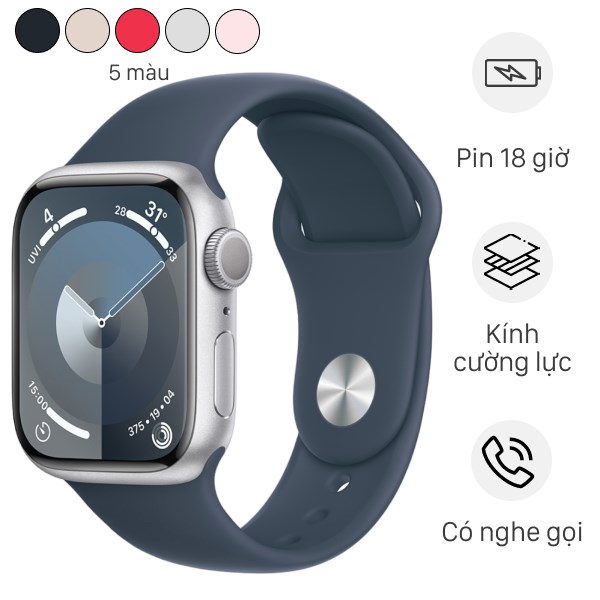Đồng hồ thông minh Apple Watch Series 9 GPS 41mm viền nhôm dây thể thao