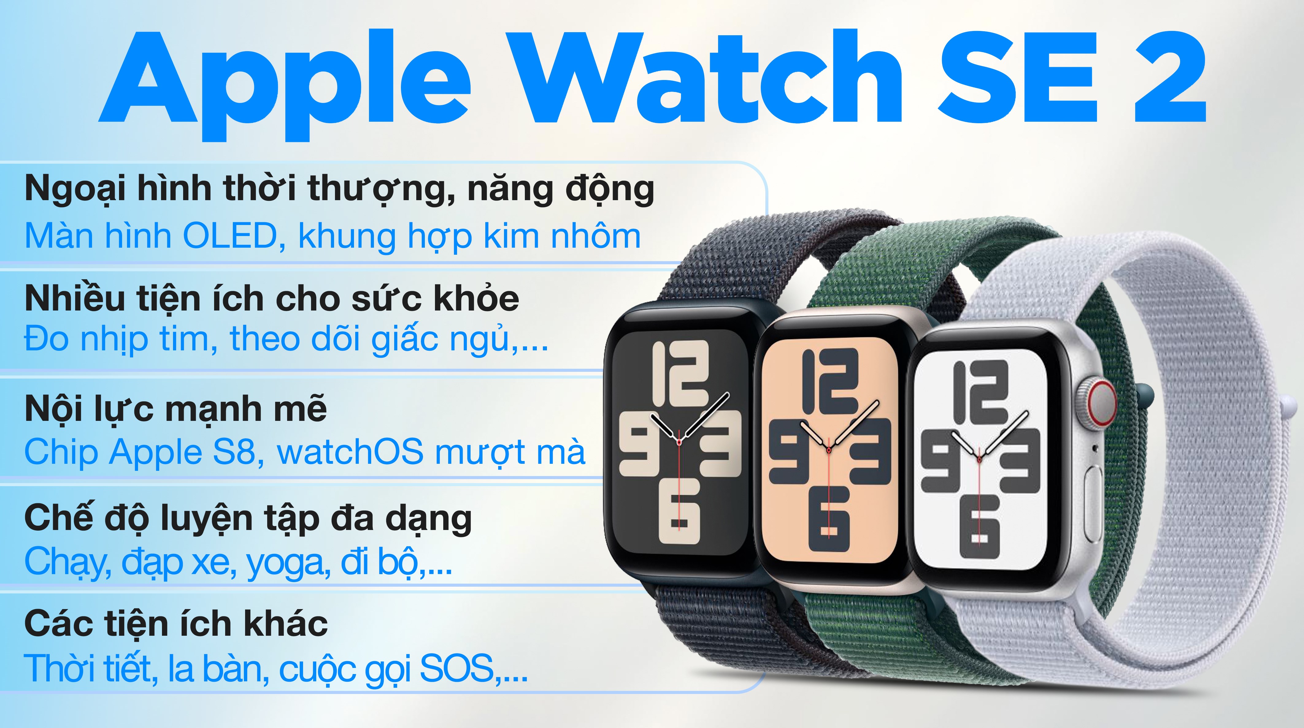 Đồng hồ thông minh Apple Watch SE 2 GPS + Cellular 44mm viền nhôm dây vải