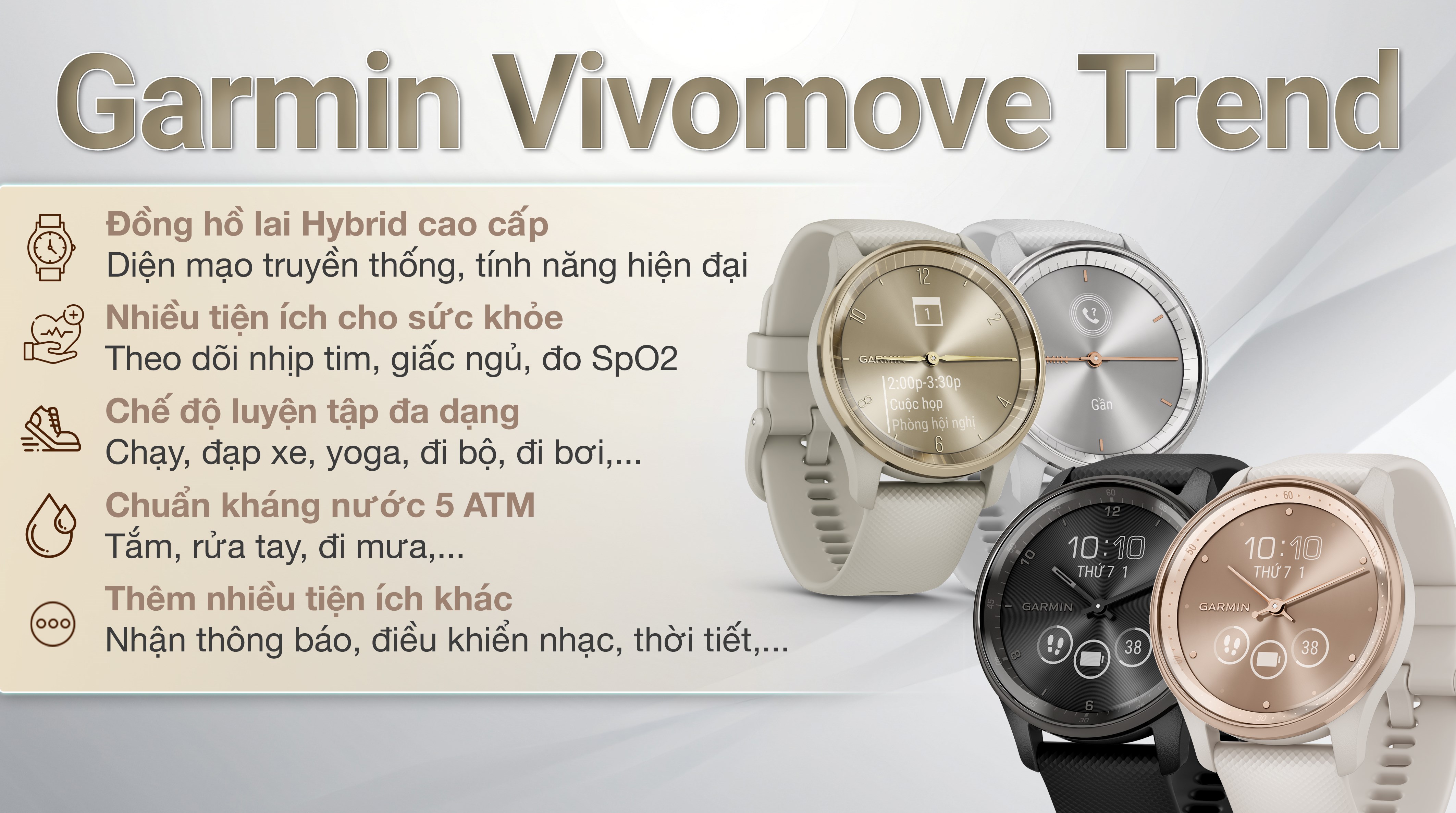 Đồng hồ thông minh Garmin Vivomove Trend 40.4mm