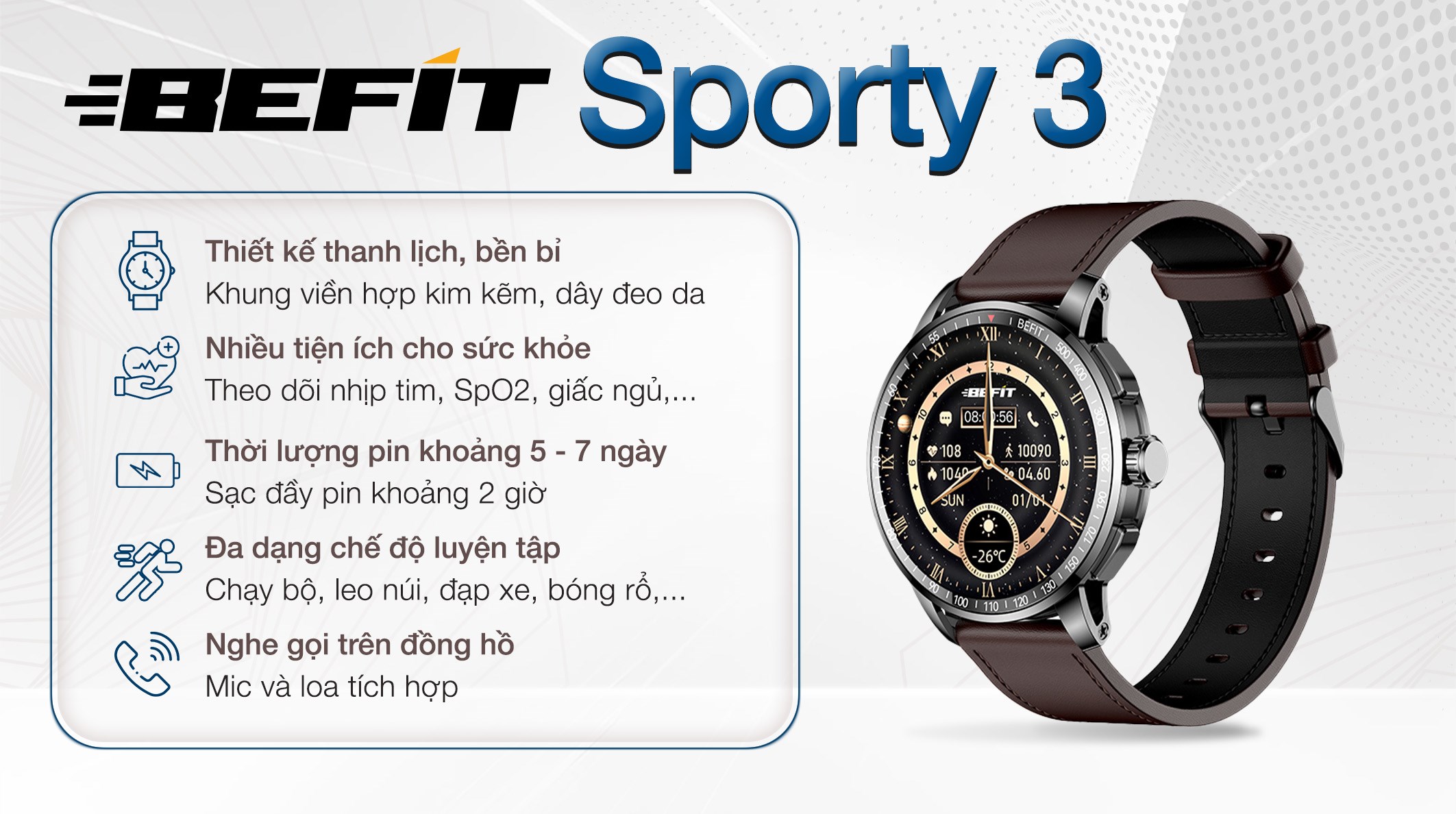 Đồng hồ thông minh BeFit Sporty 3 46.4mm
