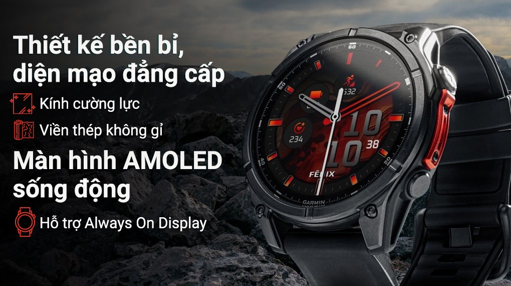 Garmin Fenix 8 47mm viền thép dây silicone Garmin Fenix 8 47mm viền thép dây silicone
