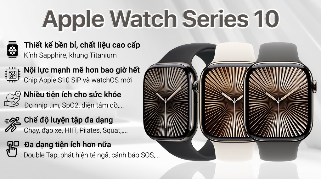 Apple Watch Series 10 GPS + Cellular 46mm viền Titanium dây thể thao